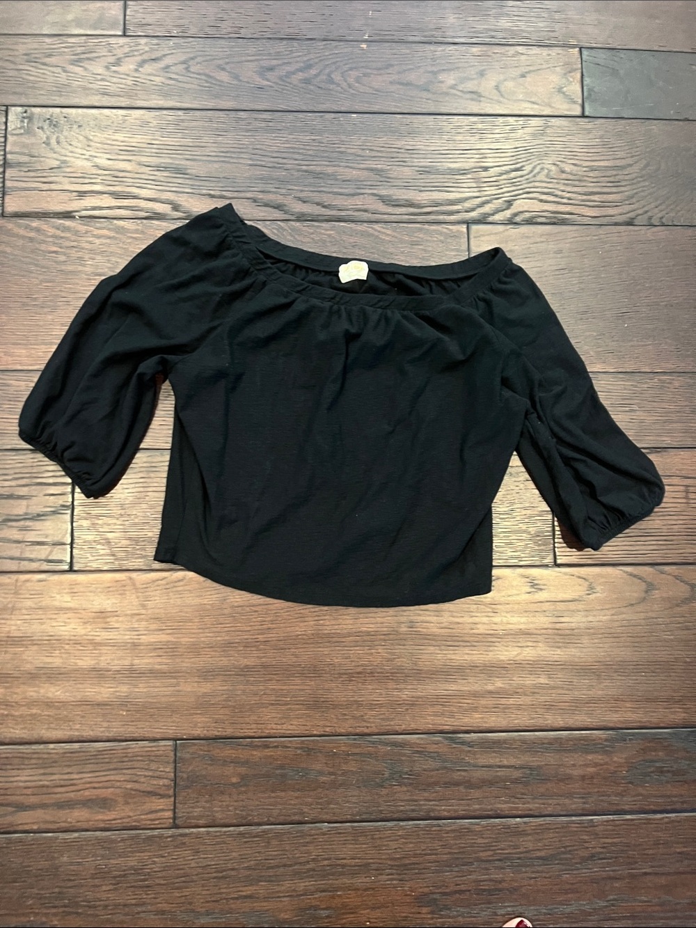Nation ltd Off-Shoulder Black Women’s Top - Puff Sleeve Crop